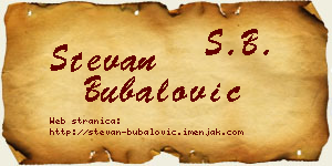 Stevan Bubalović vizit kartica